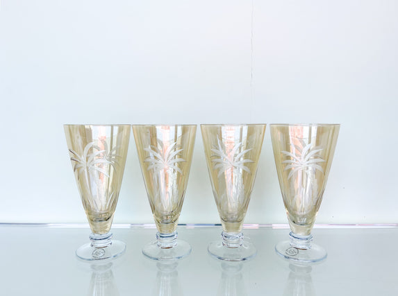 Set of Four Lenox Palm Tree Glasses