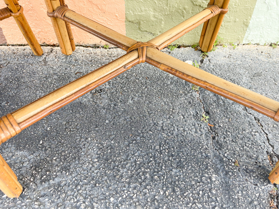 Pair of Rattan Chippendale Side Chairs