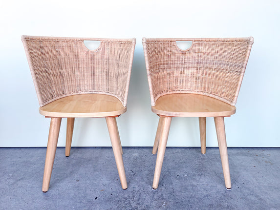 Pair of Modern Rattan Barrel Chairs