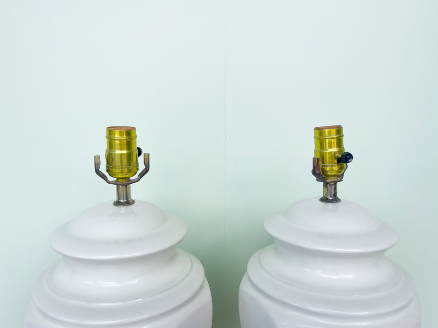 Pair of Cream Ginger Jar Lamps