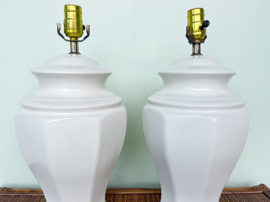 Pair of Cream Ginger Jar Lamps