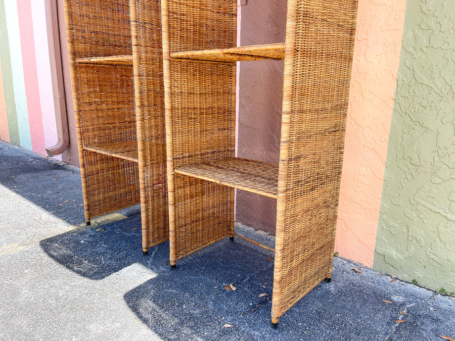 Pair of Island Style Wicker Etageres
