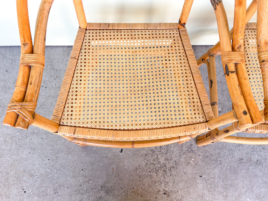 Pair of Rattan and Cane Chairs