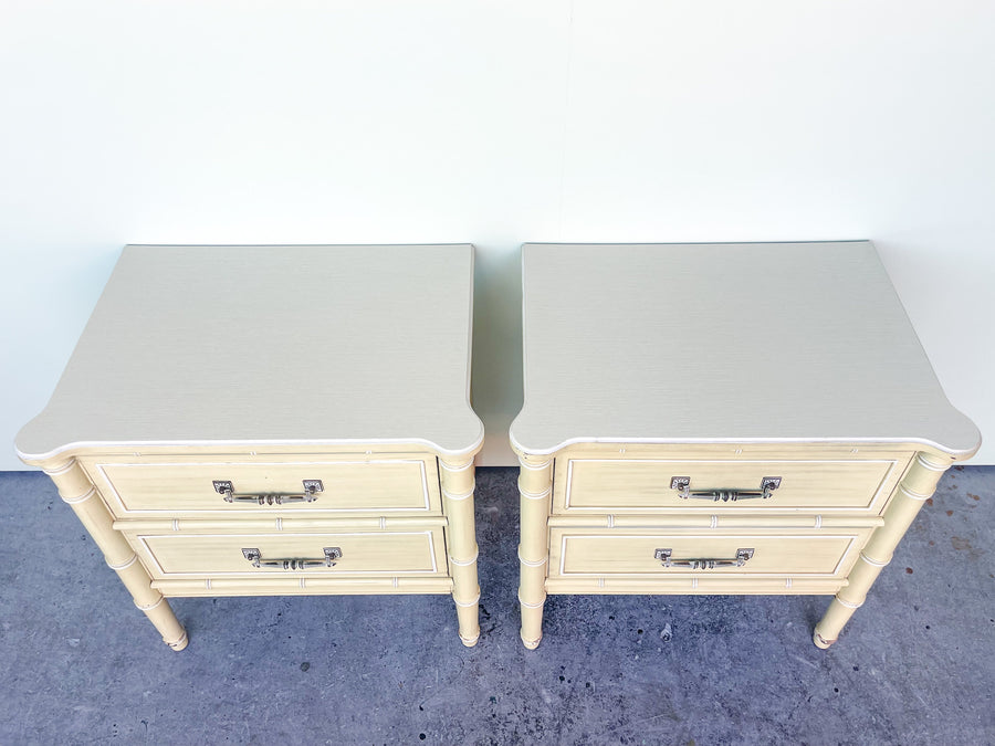 Pair of Faux Bamboo Henry Link Nightstands