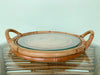 Round Rattan Tray with Glass