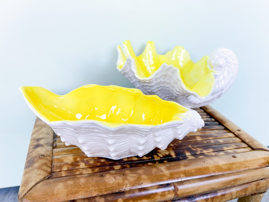 Pair of Fitz and Floyd Yellow Shell Dishes