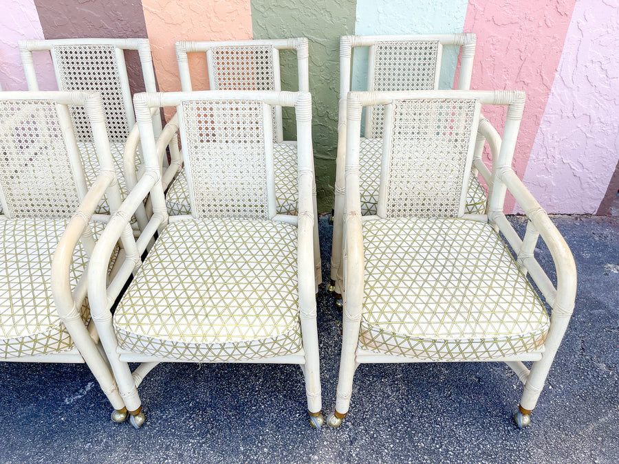 Pair of Ficks Reed Rattan and Cane Arm Chairs