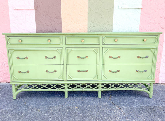 Ficks Reed Green Faux Bamboo Dresser