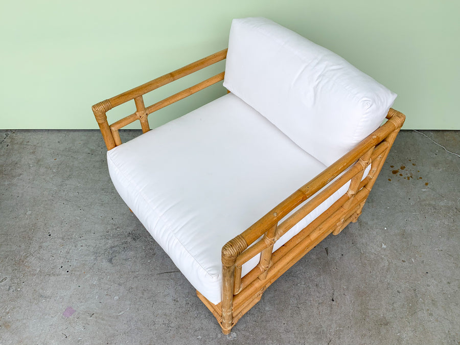 Ficks Reed Rattan Lounge Chair and Ottoman