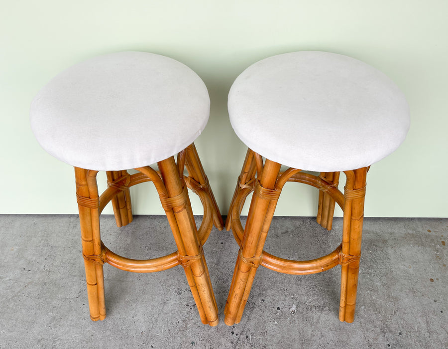 Pair of Island Style Rattan Bar Stools