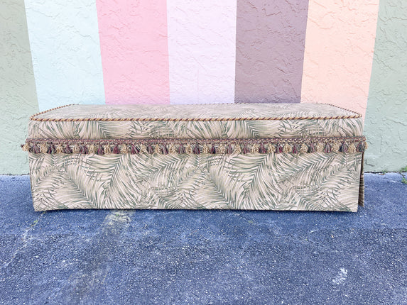 Palm Print Upholstered Bench