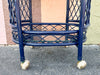 Navy Rattan Bar Cart on Castors