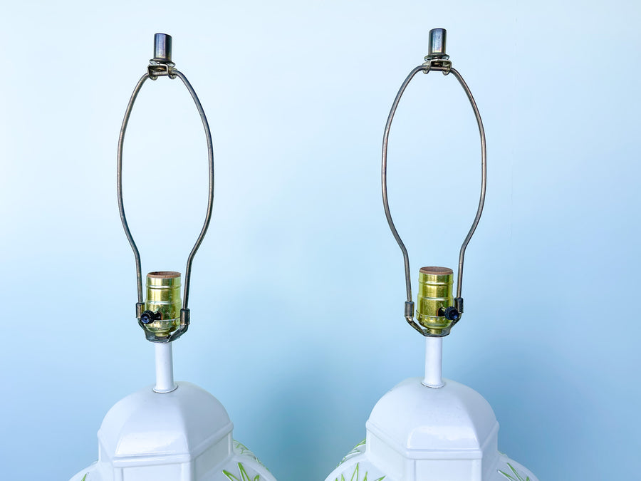 Pair of Palm Tree Ginger Jar Lamps