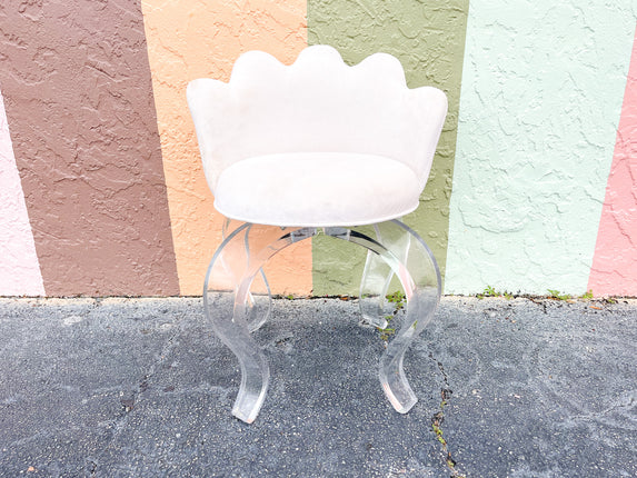 Regency Style Lucite Swivel Vanity Stool