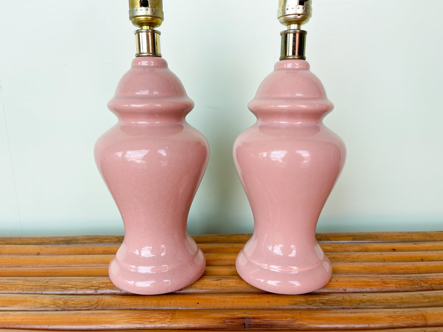 Pair of Sweet Petite Pink Ginger Jar Lamps