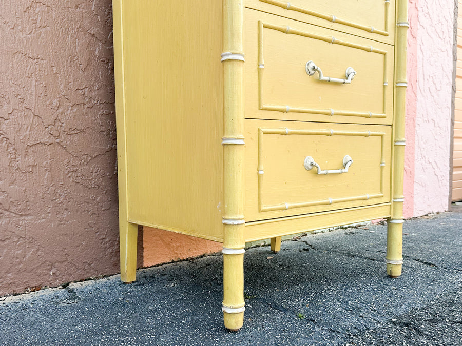 Thomasville Yellow Faux Bamboo Lingerie Chest
