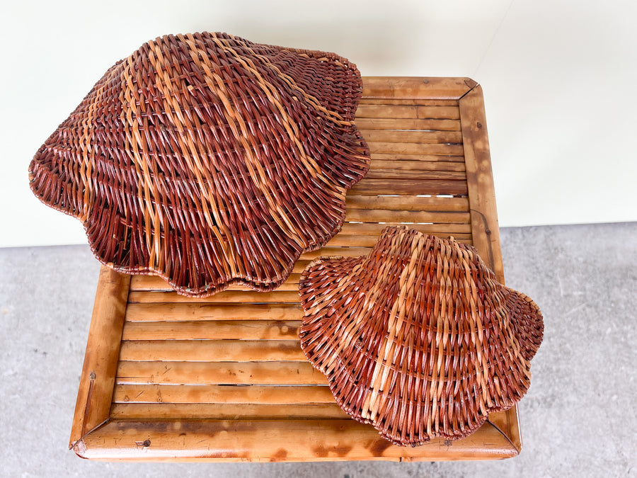 Pair of Rattan Shell Baskets
