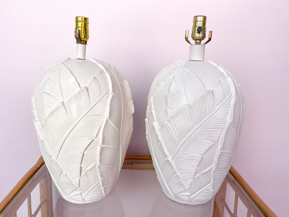 Pair of Plaster Palm Frond Lamps