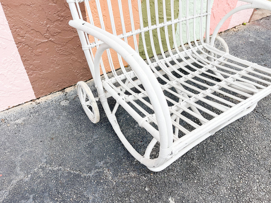 Palm Beach Stick Wicker Loveseat on Wheels