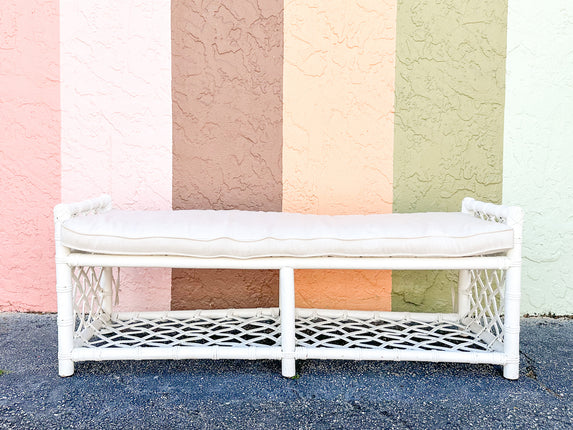 Palm Beach Chic Rattan Lattice Bench