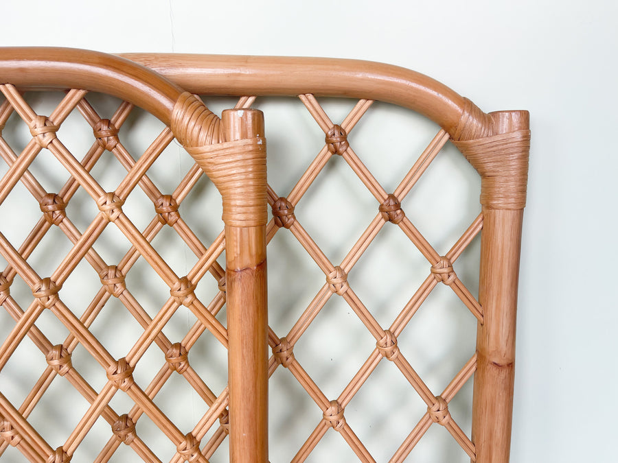 Pair of Rattan Lattice Twin Headboards