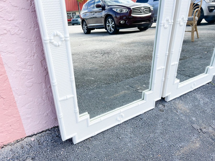 Pair of Faux Bamboo Omega Mirrors