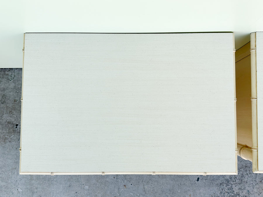 Pair of Palm Beach Chic Faux Bamboo Nightstands