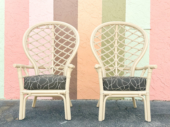 Pair of Ficks Reed Rattan Balloon Back Chairs