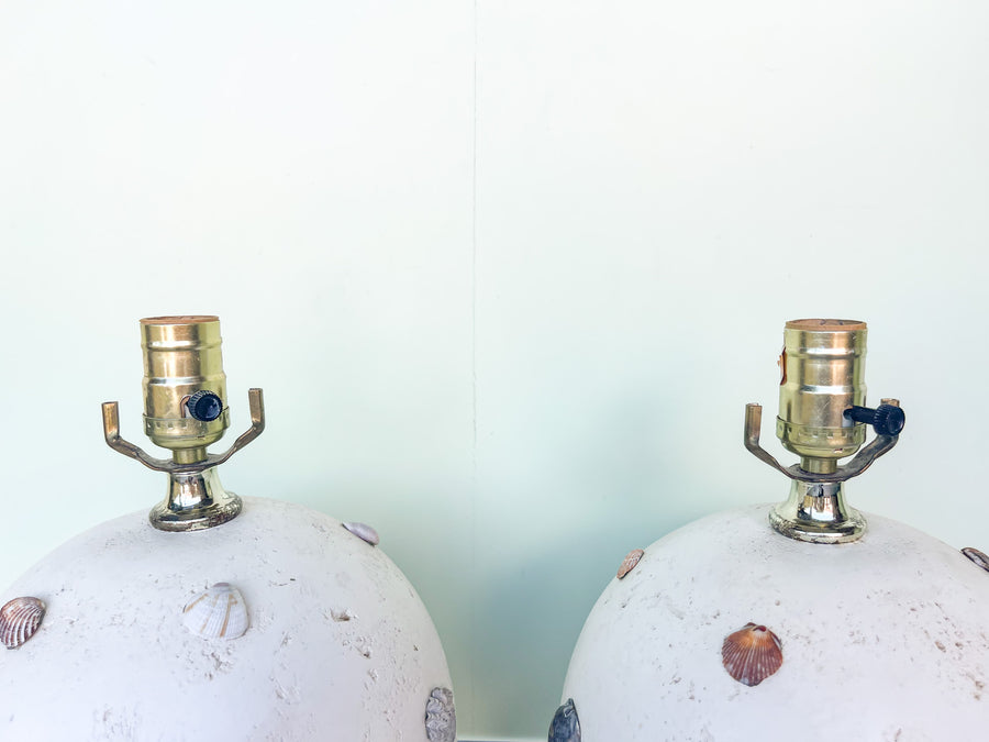 Pair of Coastal Chic Stone Lamps