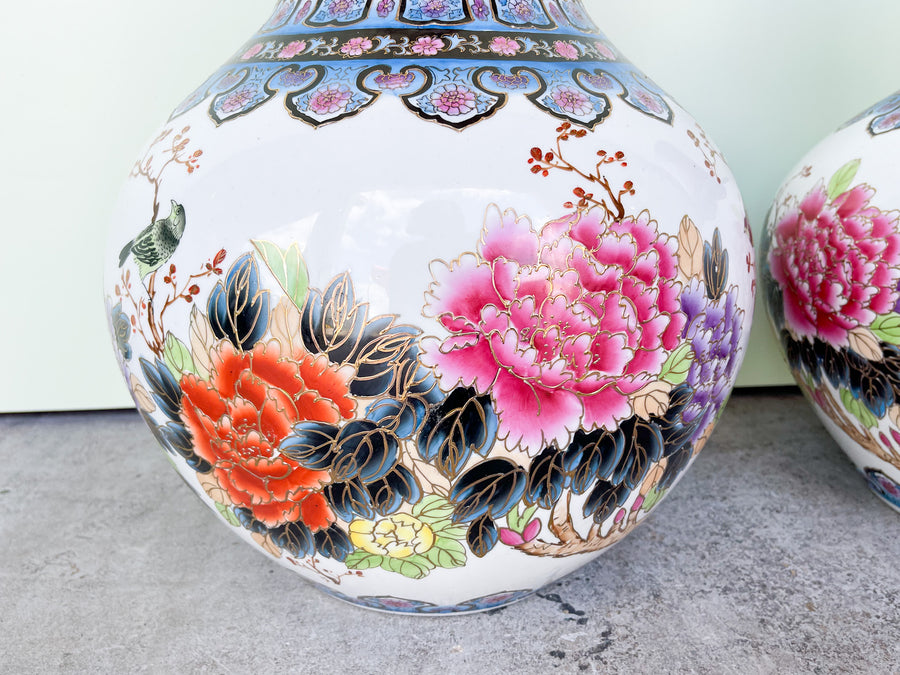 Pair of Huge Floral Vases