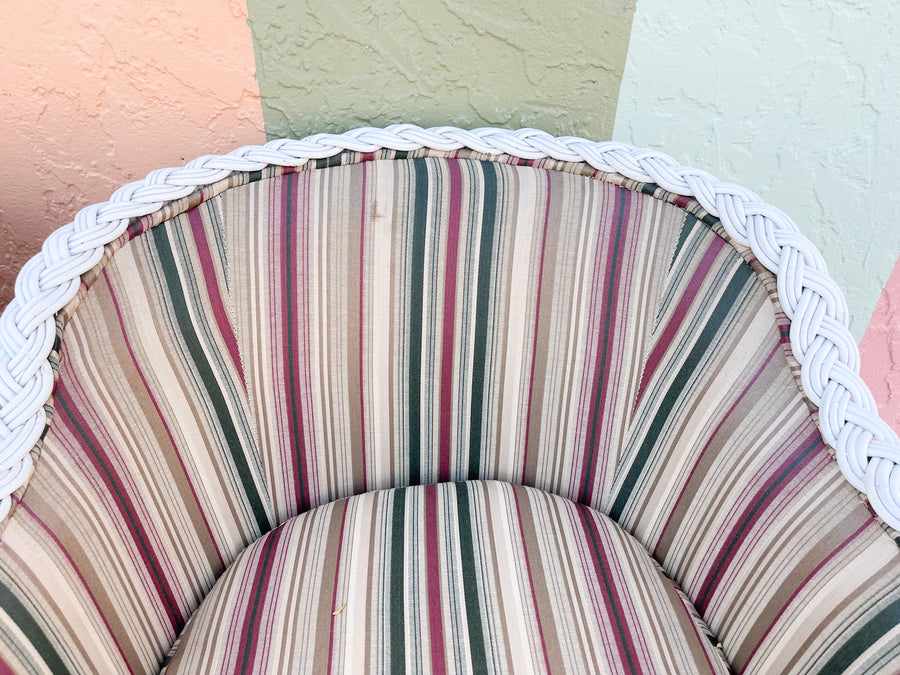 Pair of White Braided Rattan Chairs