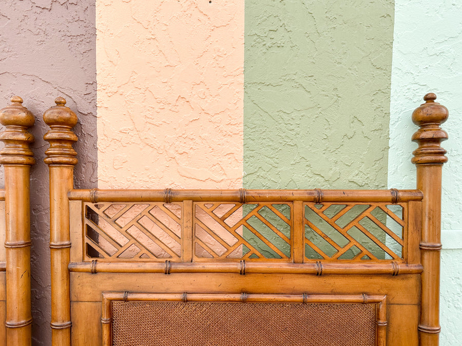 Pair of West Indies Style Faux Bamboo Headboards