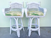 Pair of Wicker and Rattan Bar Stools