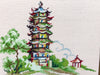 Pair of Pagoda Needlepoint