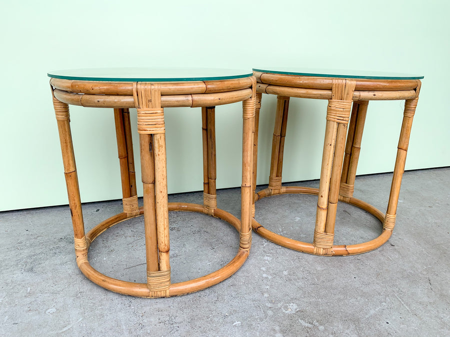 Pair of Island Style Drum Cocktail Tables
