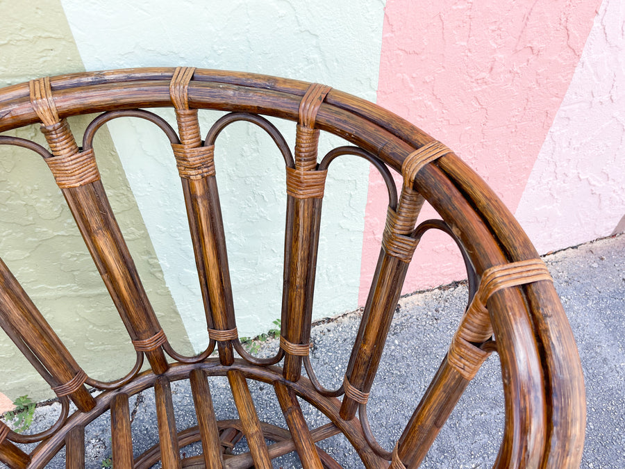 Pair of West Indies Chic Rattan Swivel Chairs