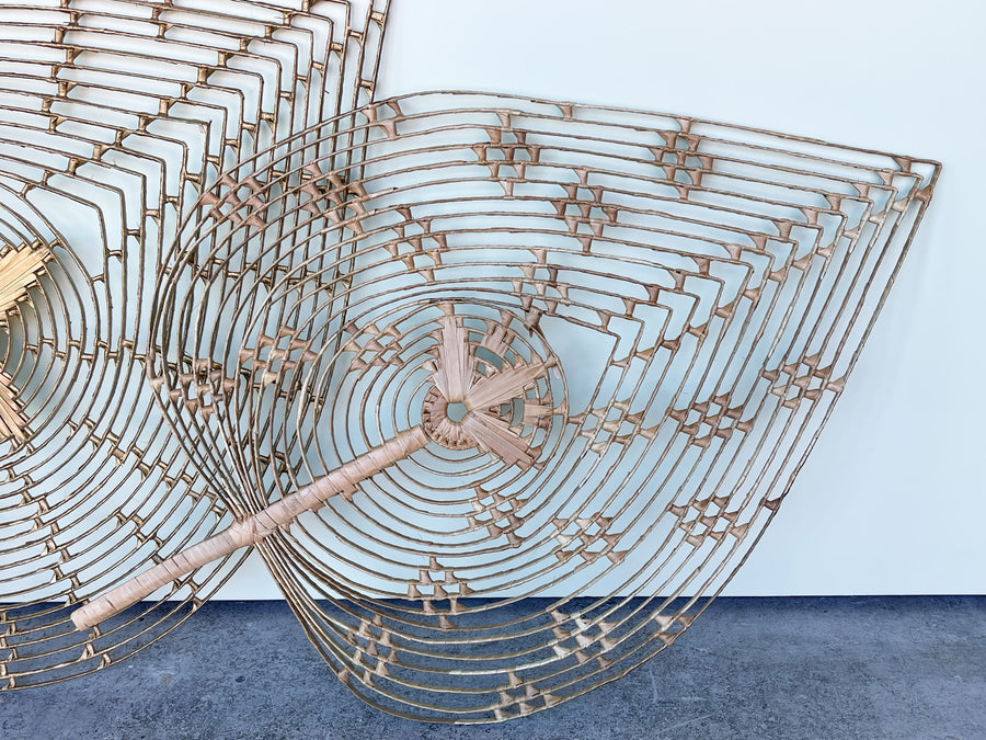 Pair of So 70s Rattan Fans