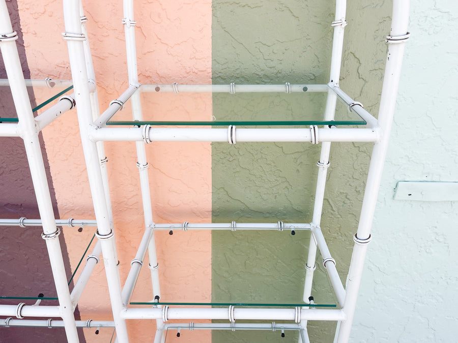 Pair of Faux Bamboo Metal Etageres
