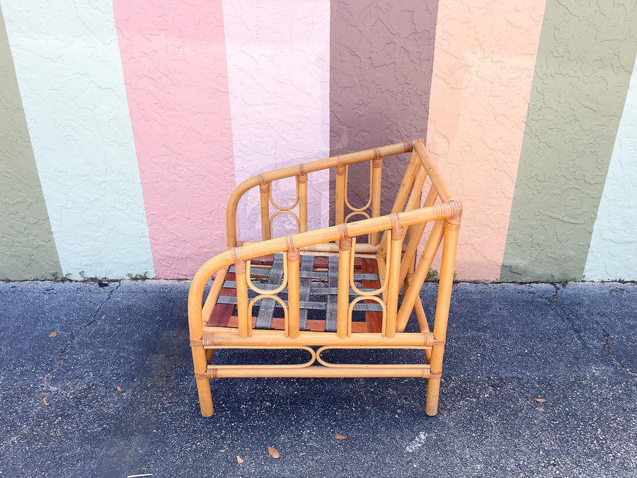 Pair of Old Florida Rattan Lounge Chairs