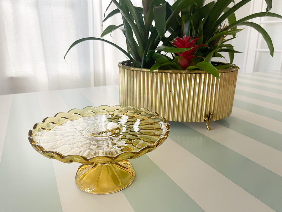 Amber Sunset Glass Cake Stand
