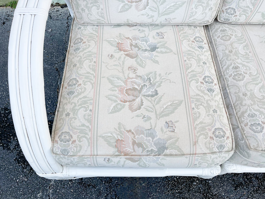 Granny Chic Painted Rattan Sofa