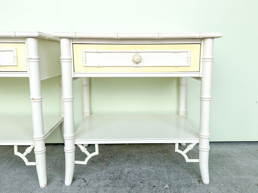 Pair of Thomasville Faux Bamboo Nightstands