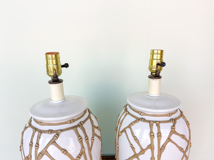 Pair of Faux Bamboo Icing Lamps