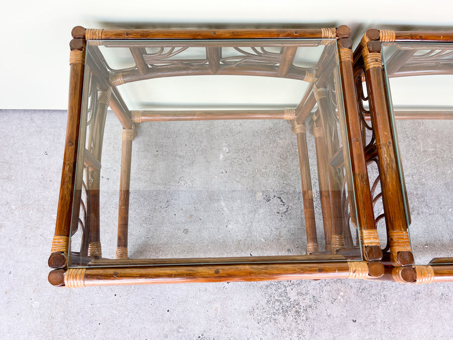 Pair of Island Chic Rattan Side Tables