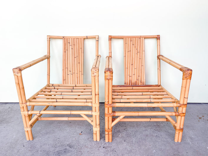 Pair of Island Chic Bamboo Chairs