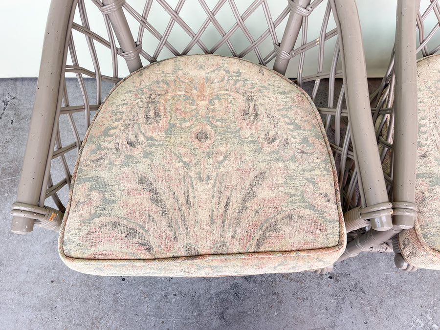 Pair of Ficks Reed Rattan Lattice Barrel Chairs