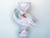 Opalescent Italian Swan Cachepot on Pedestal