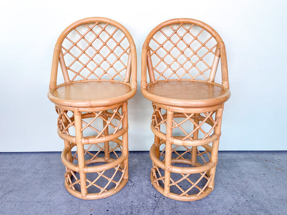 Cute Rattan Swivel Counter Stools