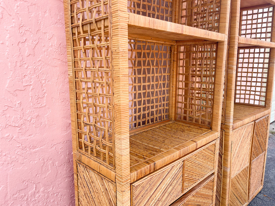 Pair of Coastal Chic Pencil Reed Etageres