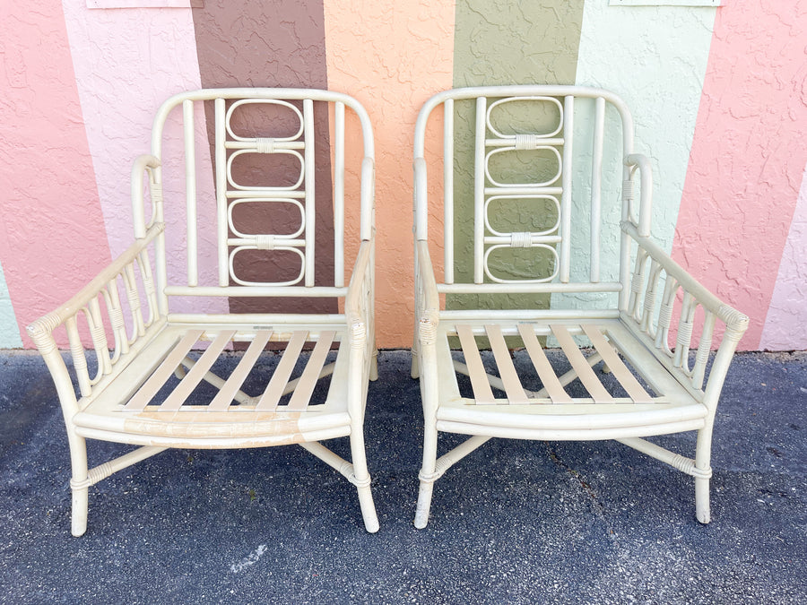 Pair of Ficks Reed Wingback Chairs
